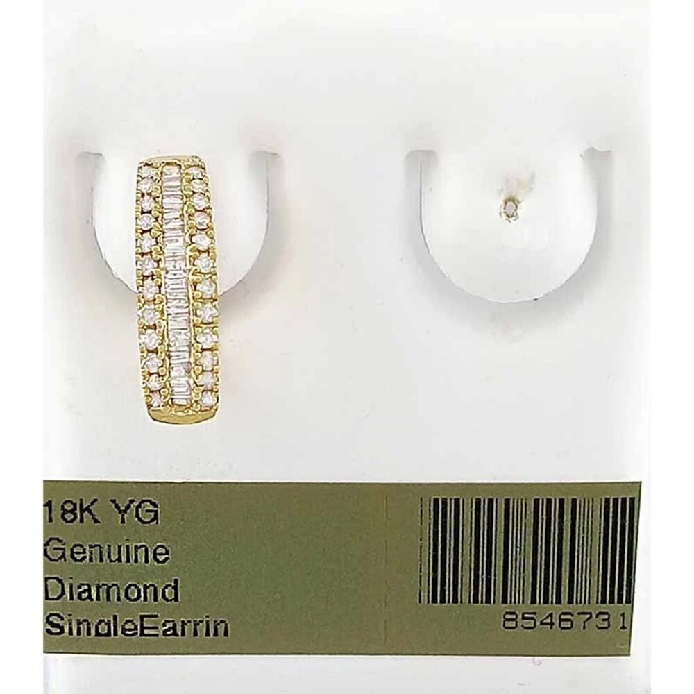 Genuine Diamonds Hoop Single Huggie Earring 18k Yellow Gold